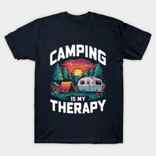 Camping is My Therapy, Retro Camper T-Shirt